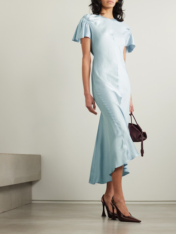 Victoria Beckham Gathered satin midi dress
