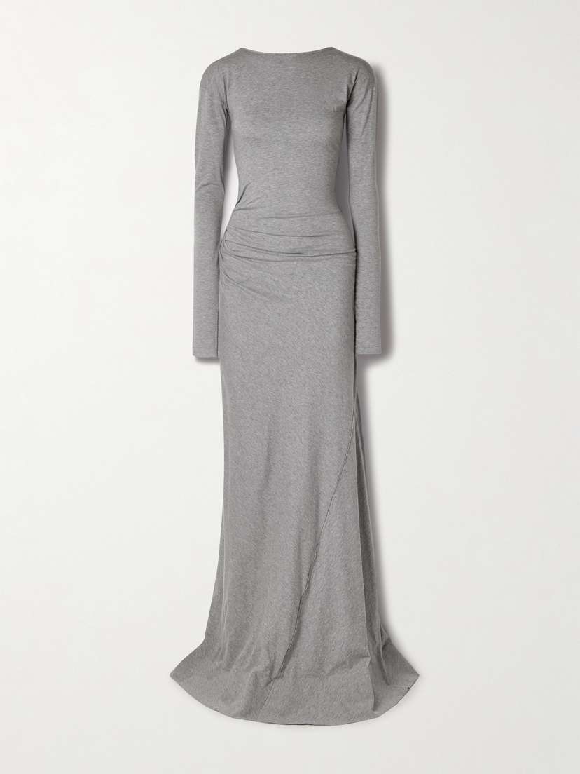 Victoria Beckham Ruched Cotton-jersey Maxi Dress
