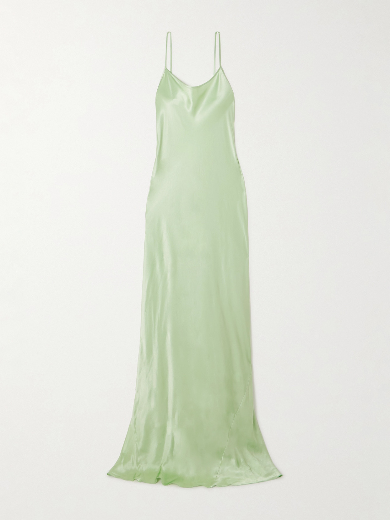 Victoria Beckham Backless Satin Maxi Dress In Green