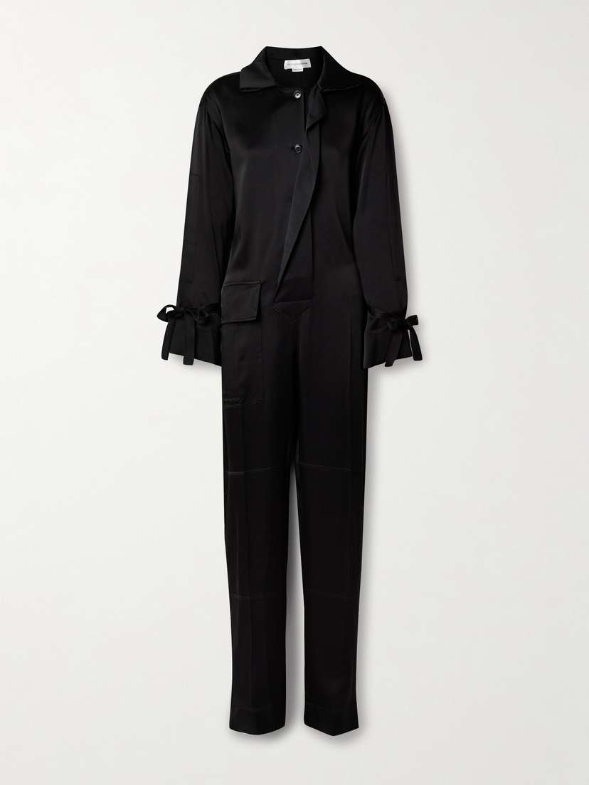 Victoria Beckham Belted Satin Jumpsuit