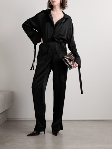 Victoria Beckham Belted satin jumpsuit