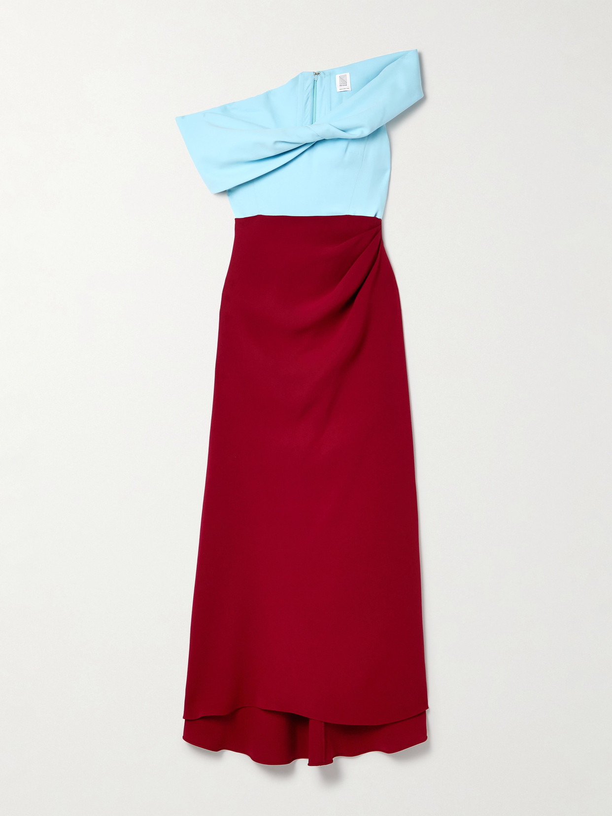 ROSIE ASSOULIN - Twisted Draped Two-toned Silk-crepe Maxi Dress - Blue