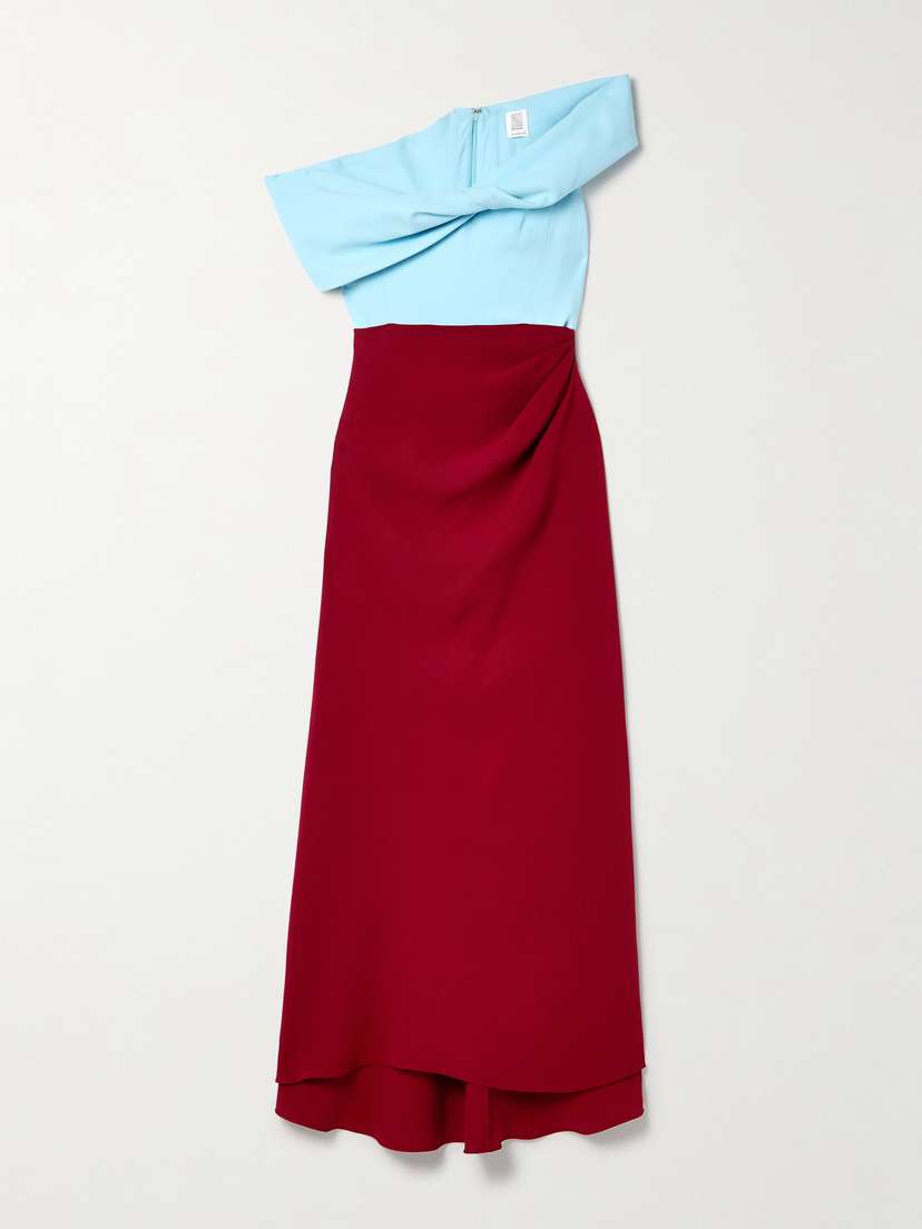 Rosie Assoulin Twisted Draped Two-toned Silk-crepe Maxi Dress