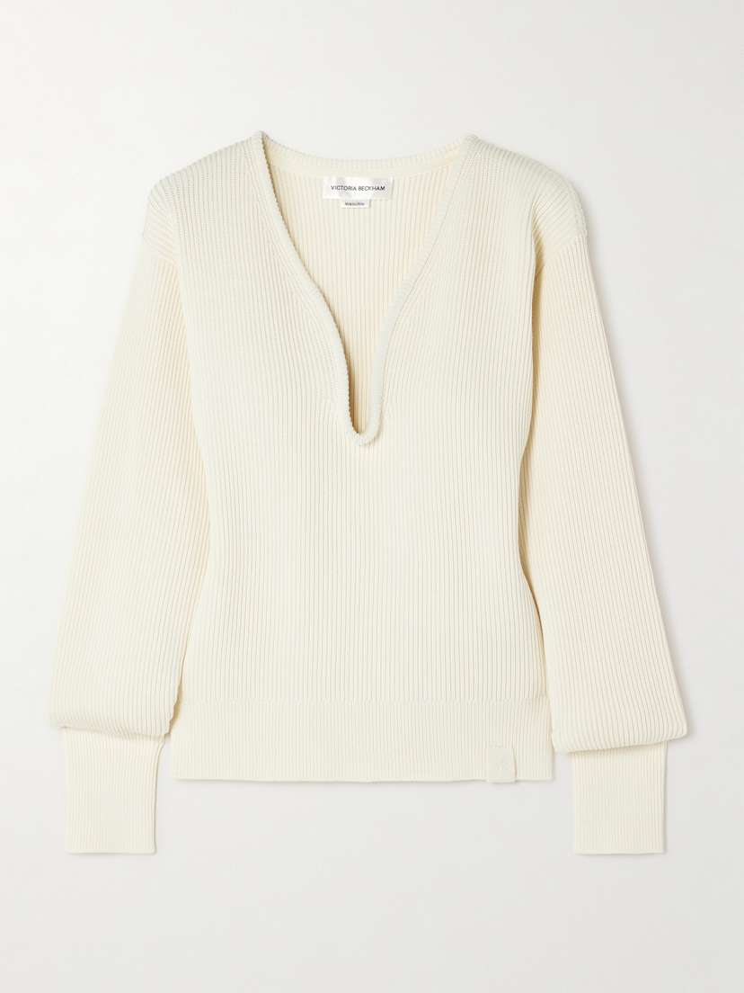 Victoria Beckham Ribbed Cotton-blend Sweater - x large