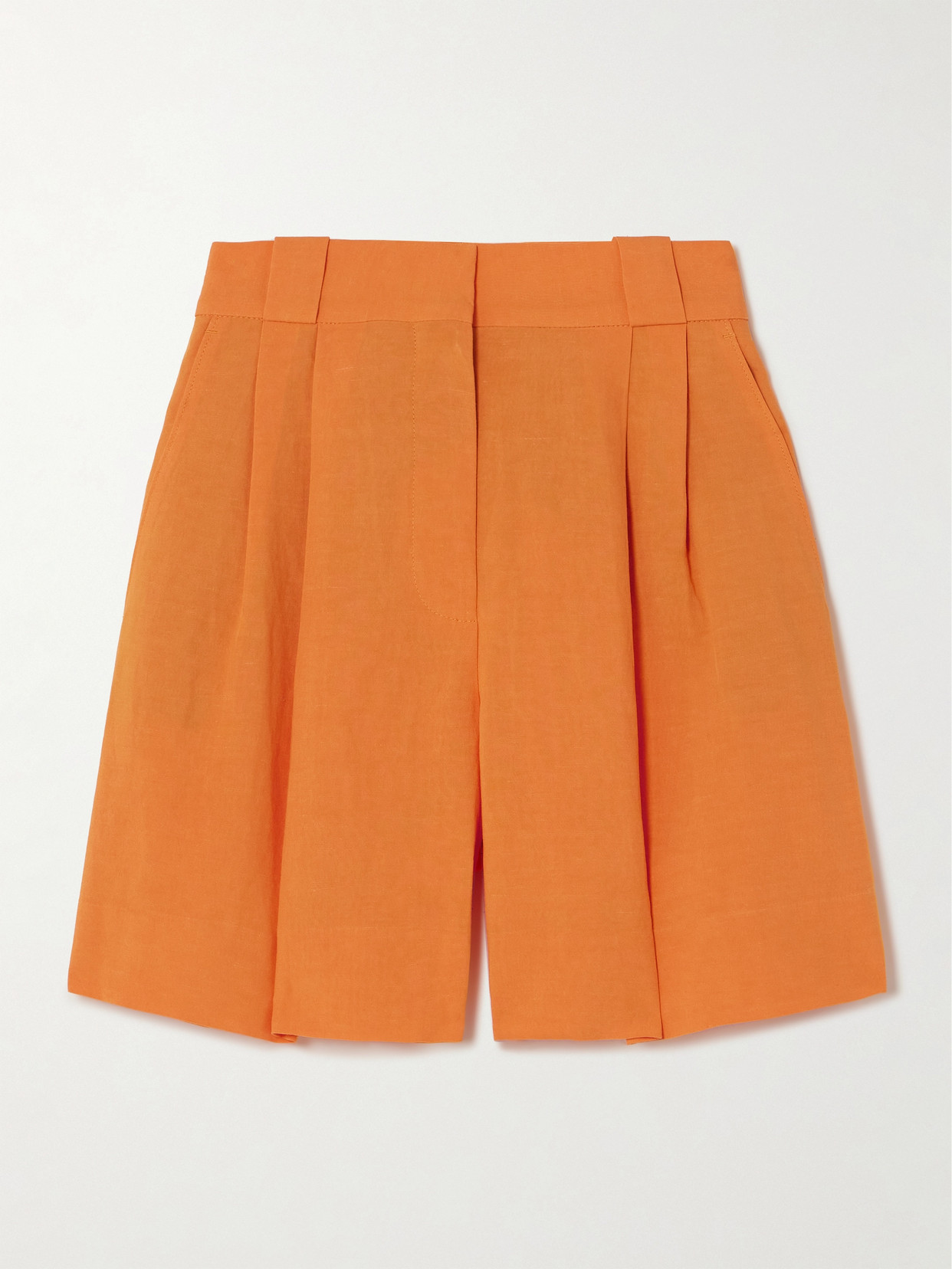 Blazé Milano Rox Star Fell Pleated Grain De Poudre Shorts In Orange