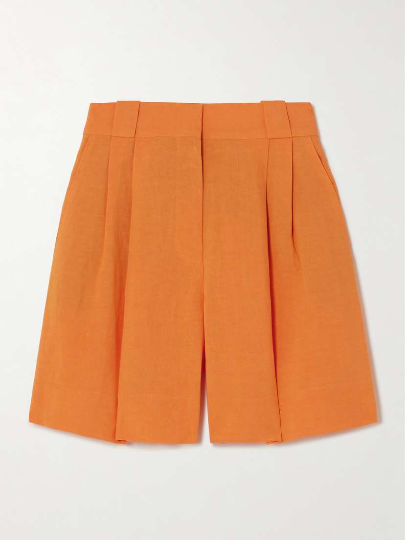 Blazé Milano Rox Star Fell Pleated Grain De Poudre Shorts