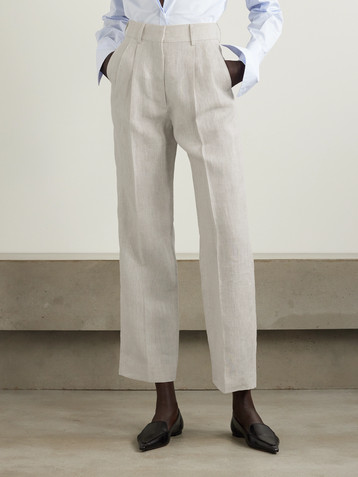 Blazé Milano Fox pleated linen tapered pants