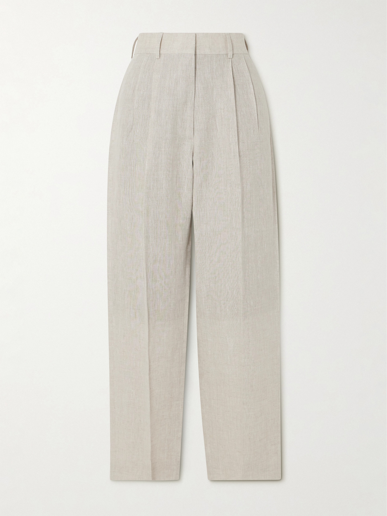 Blazé Milano Fox Pleated Linen Tapered Trousers In White