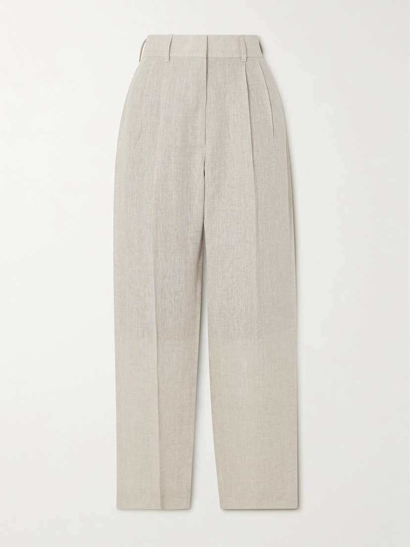 Blazé Milano Fox Pleated Linen Tapered Pants