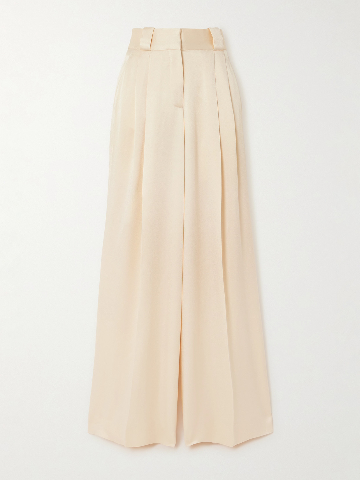 Blazé Milano Husi Satin-crepe Wide-leg Pants In Ivory