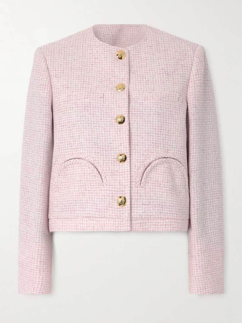 Blazé Milano Panekaia Checked Linen-blend Bouclé-tweed Jacket