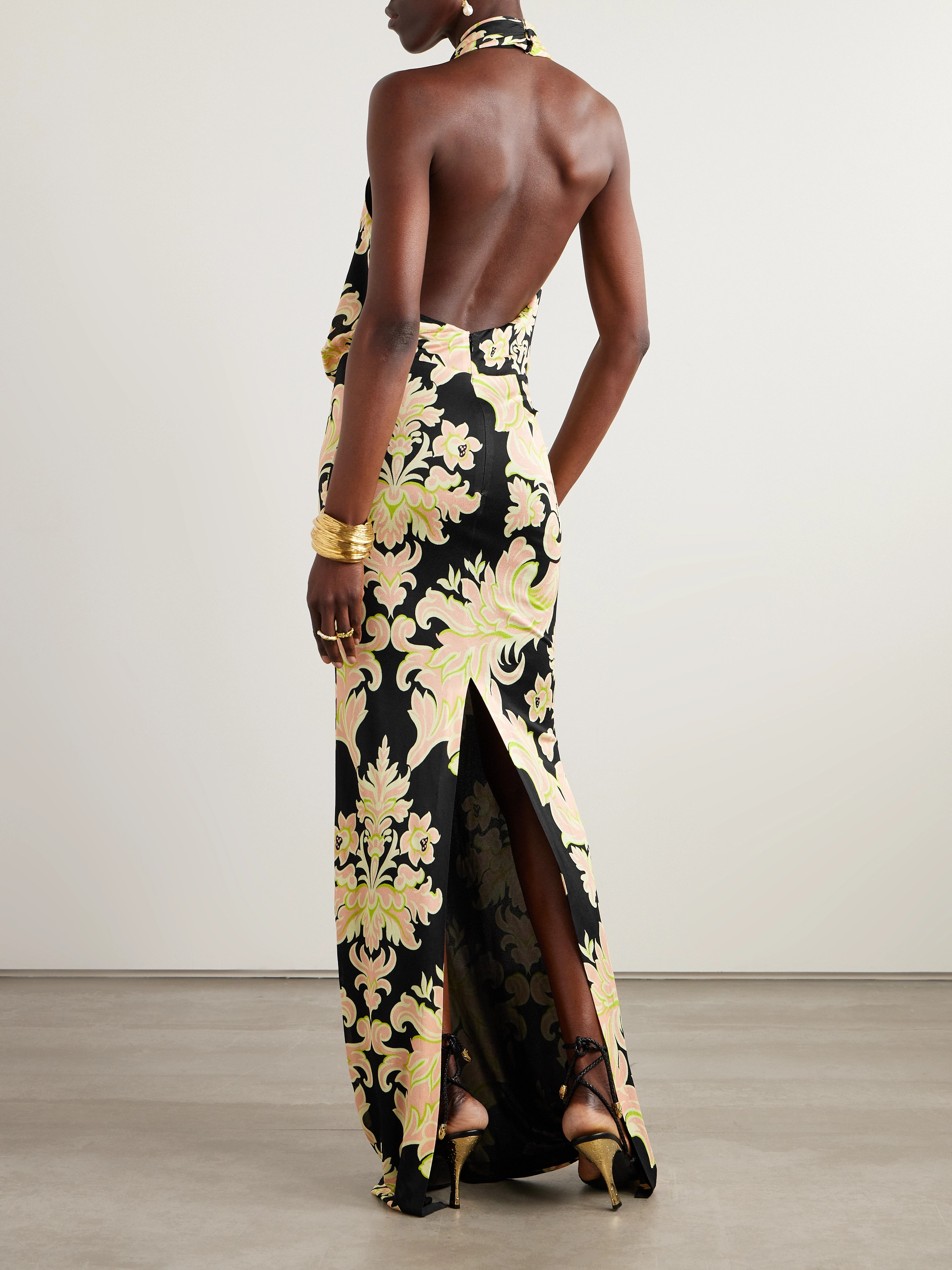 Etro Crepe de chine maxi halterneck dress