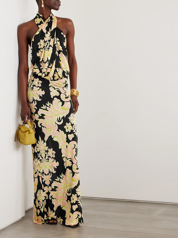 Etro Crepe de chine maxi halterneck dress