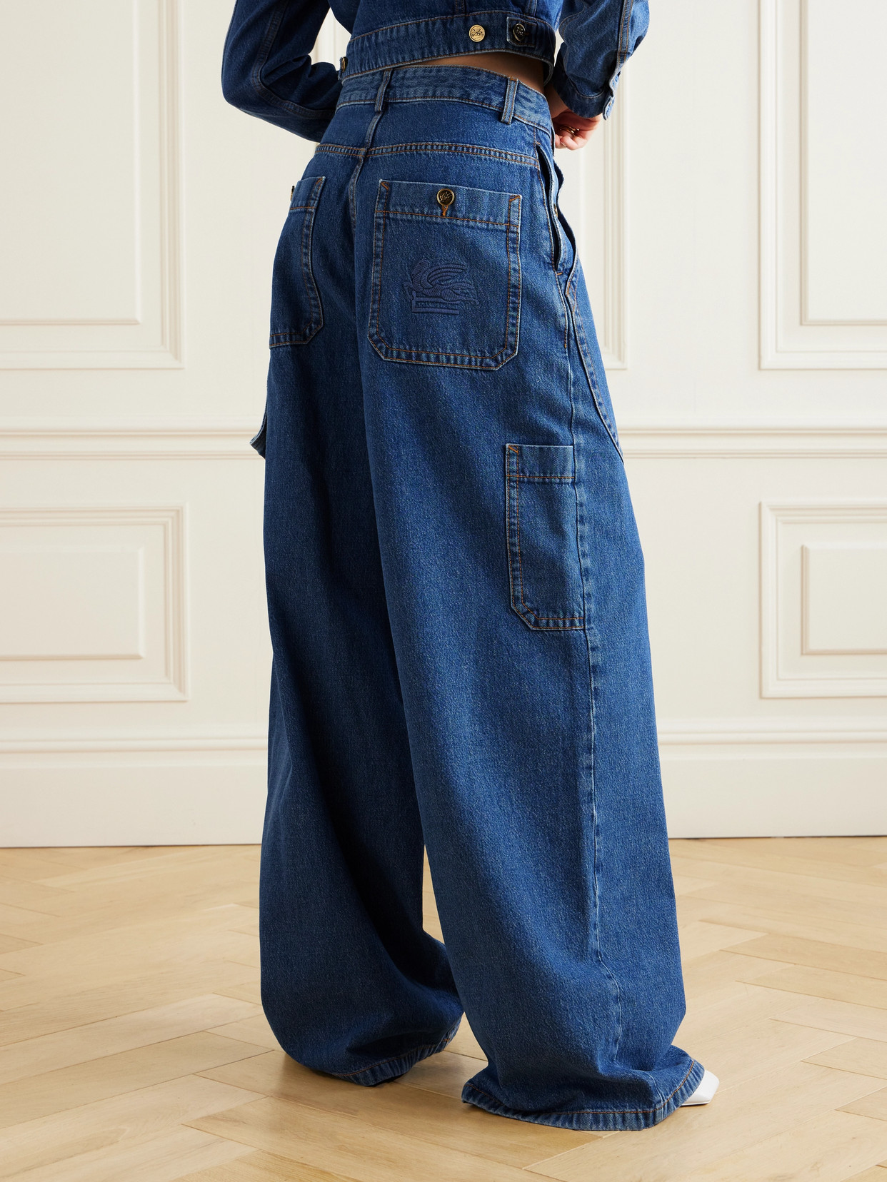 Etro High-rise Wide-leg Cargo Jeans In Blue