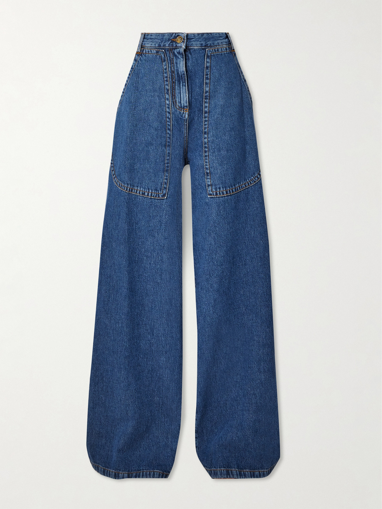Etro - High-rise Wide-leg Cargo Jeans - Blue