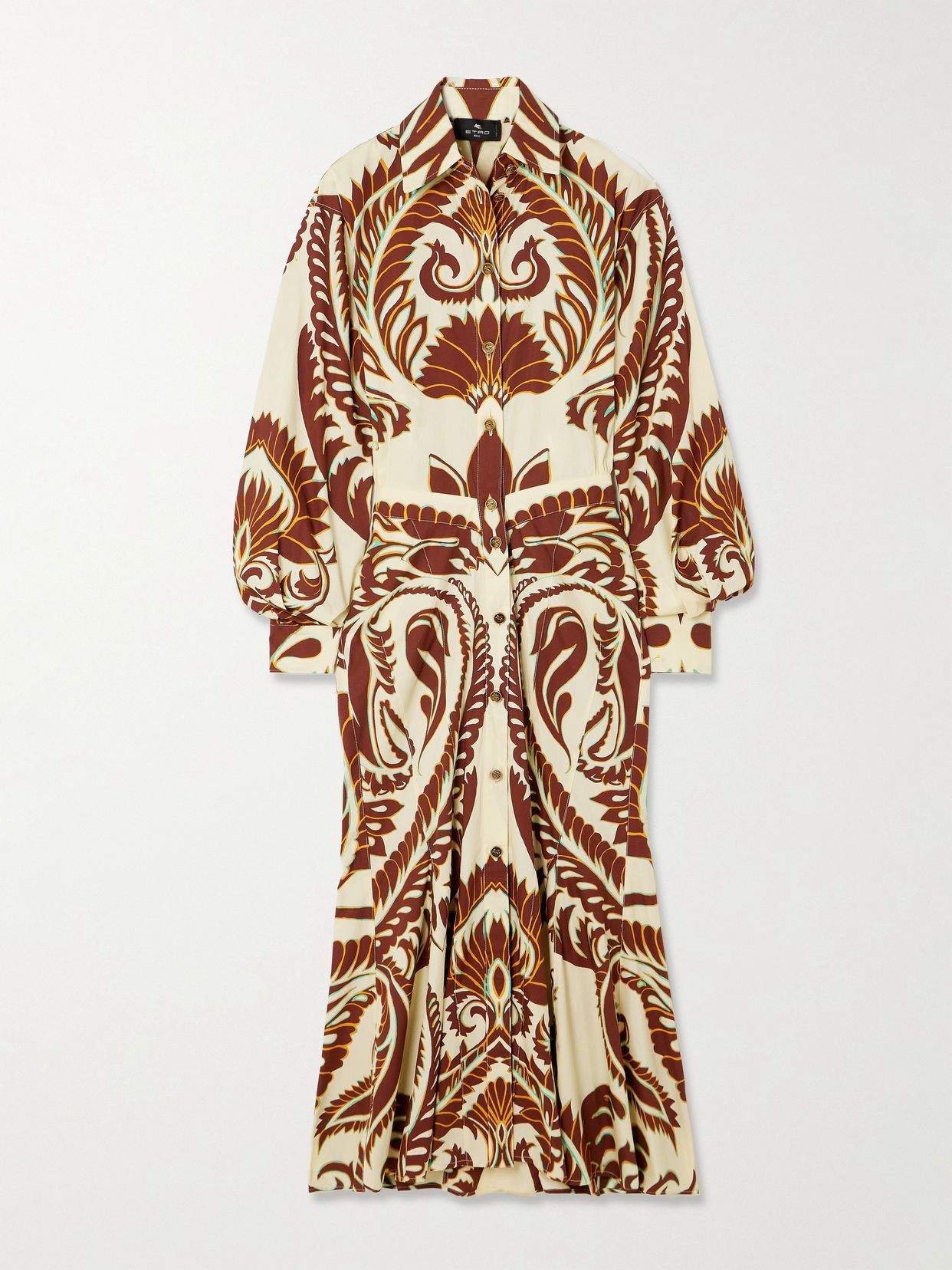 Printed cotton midi shirt dress