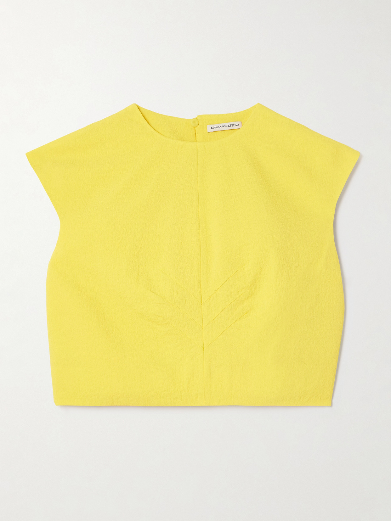 Shop Emilia Wickstead Veronique Cropped Cloqué Top In Yellow