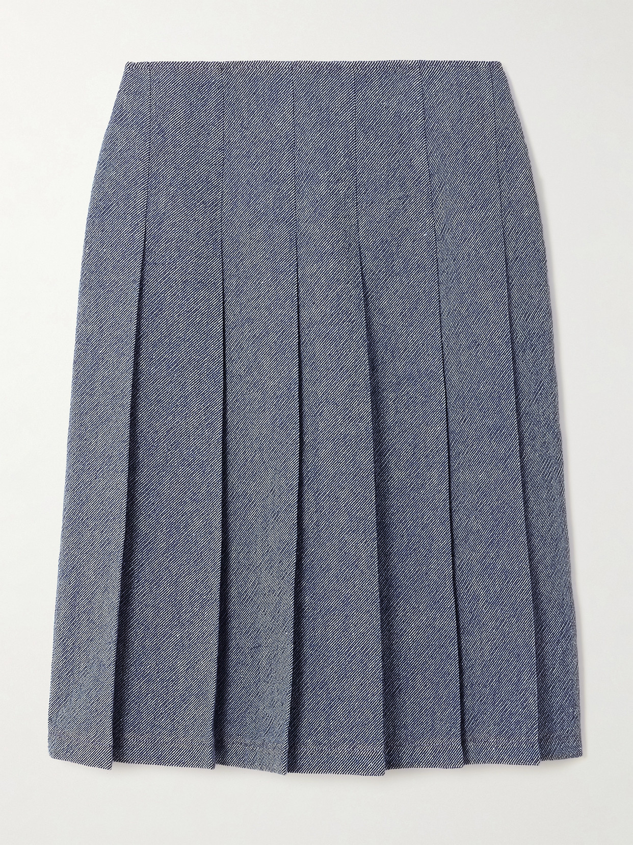 Emilia Wickstead Beryl Pleated Denim Midi Skirt In Blue