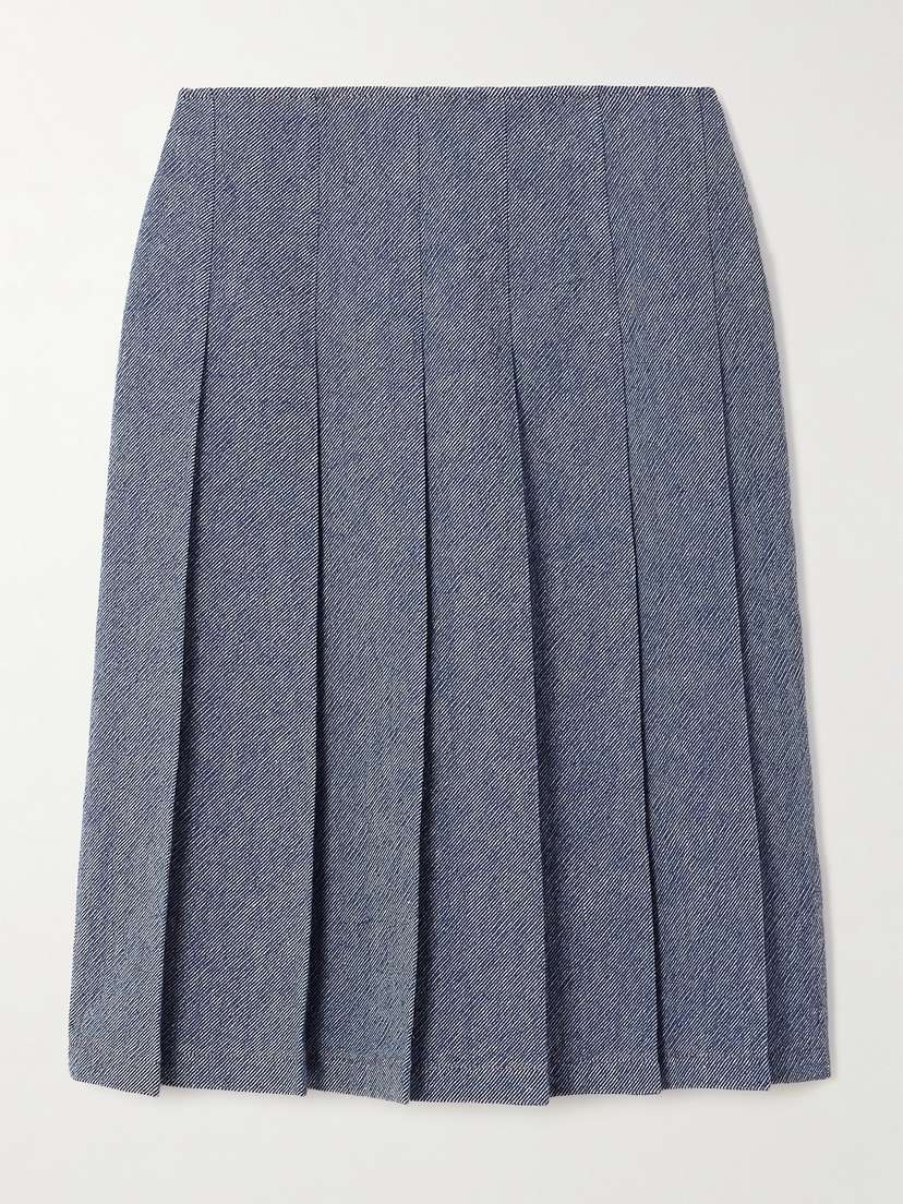 Emilia Wickstead Beryl Pleated Denim Midi Skirt