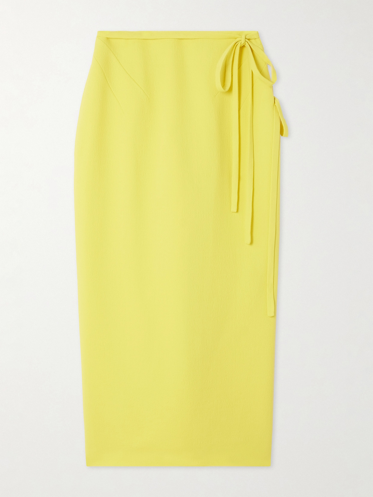 Shop Emilia Wickstead Rieve Tie-detailed Crepe Midi Skirt In Yellow