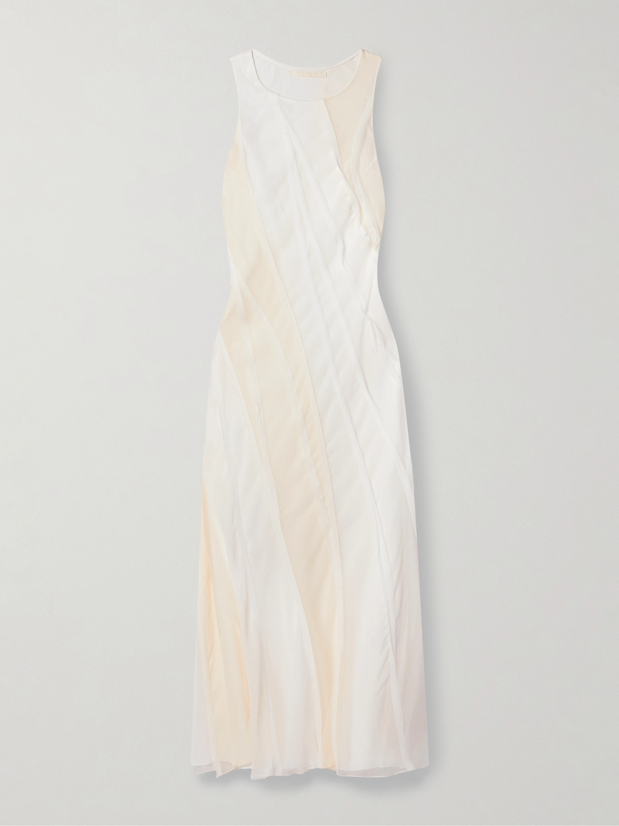 Jason Wu Collection Paneled Silk-crepe And Chiffon Midi Dress In Off-white