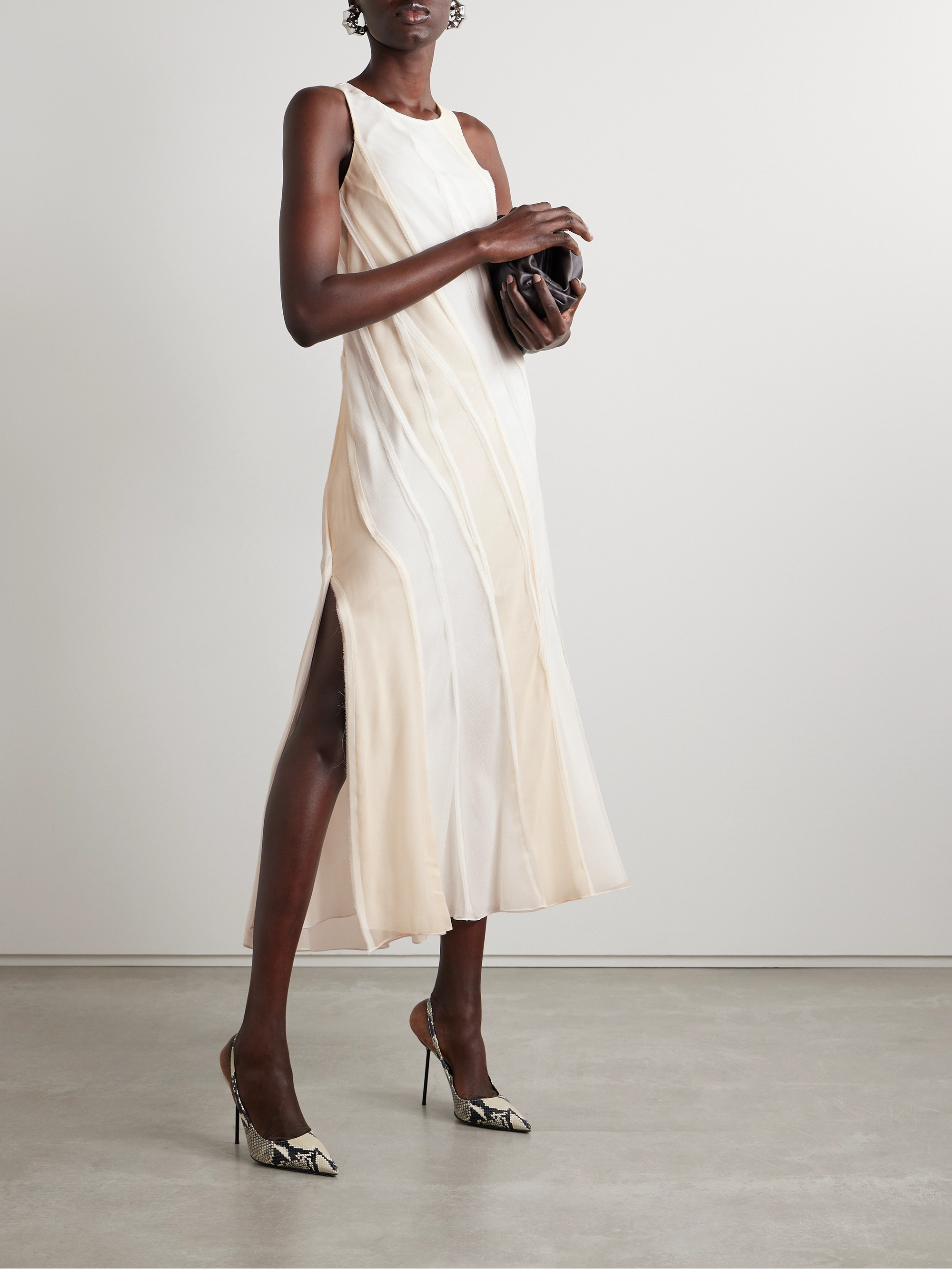 Jason Wu Collection Paneled silk-crepe and chiffon midi dress
