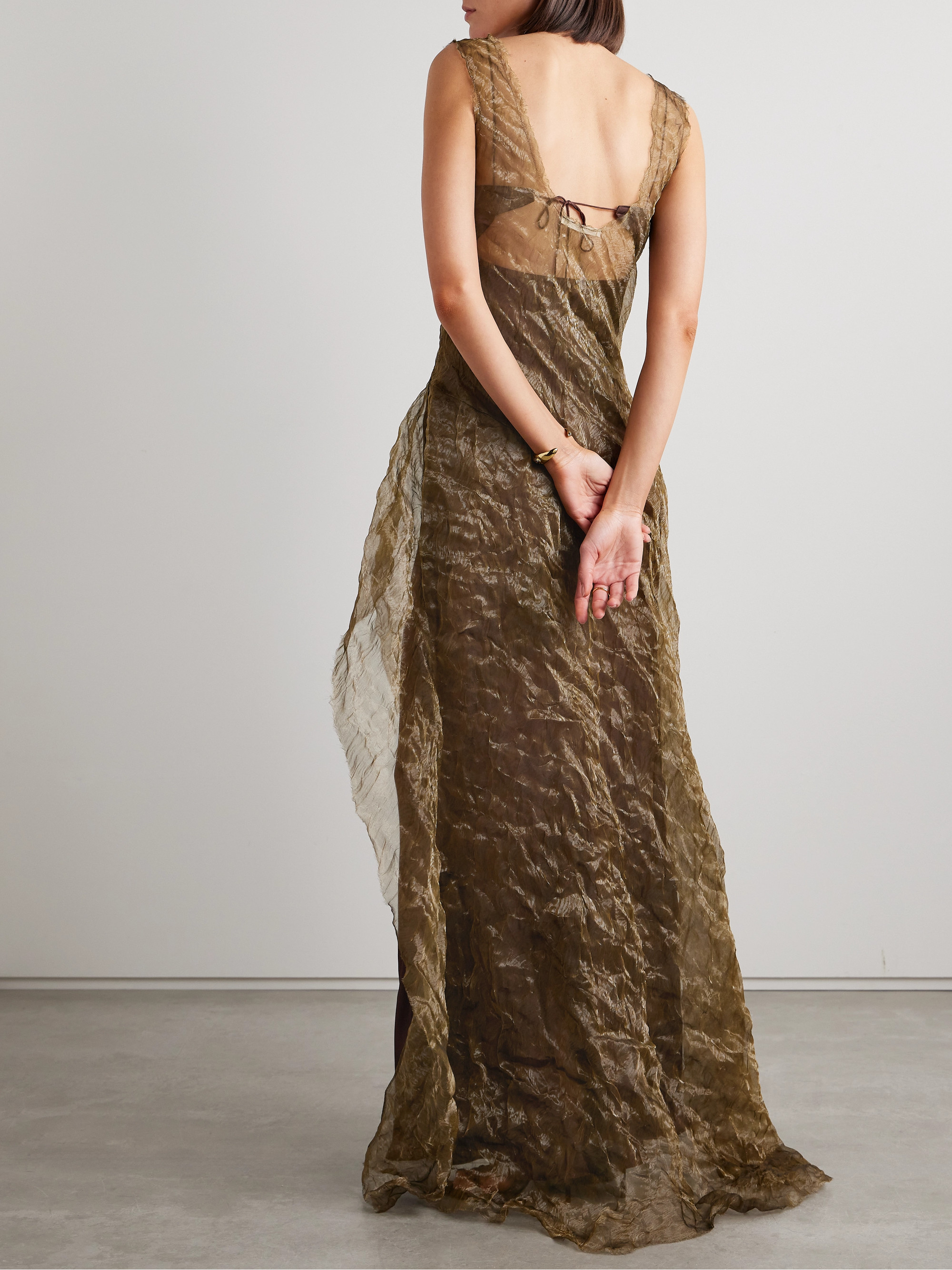 Jason Wu Collection Asymmetric metallic crinkled-organza gown