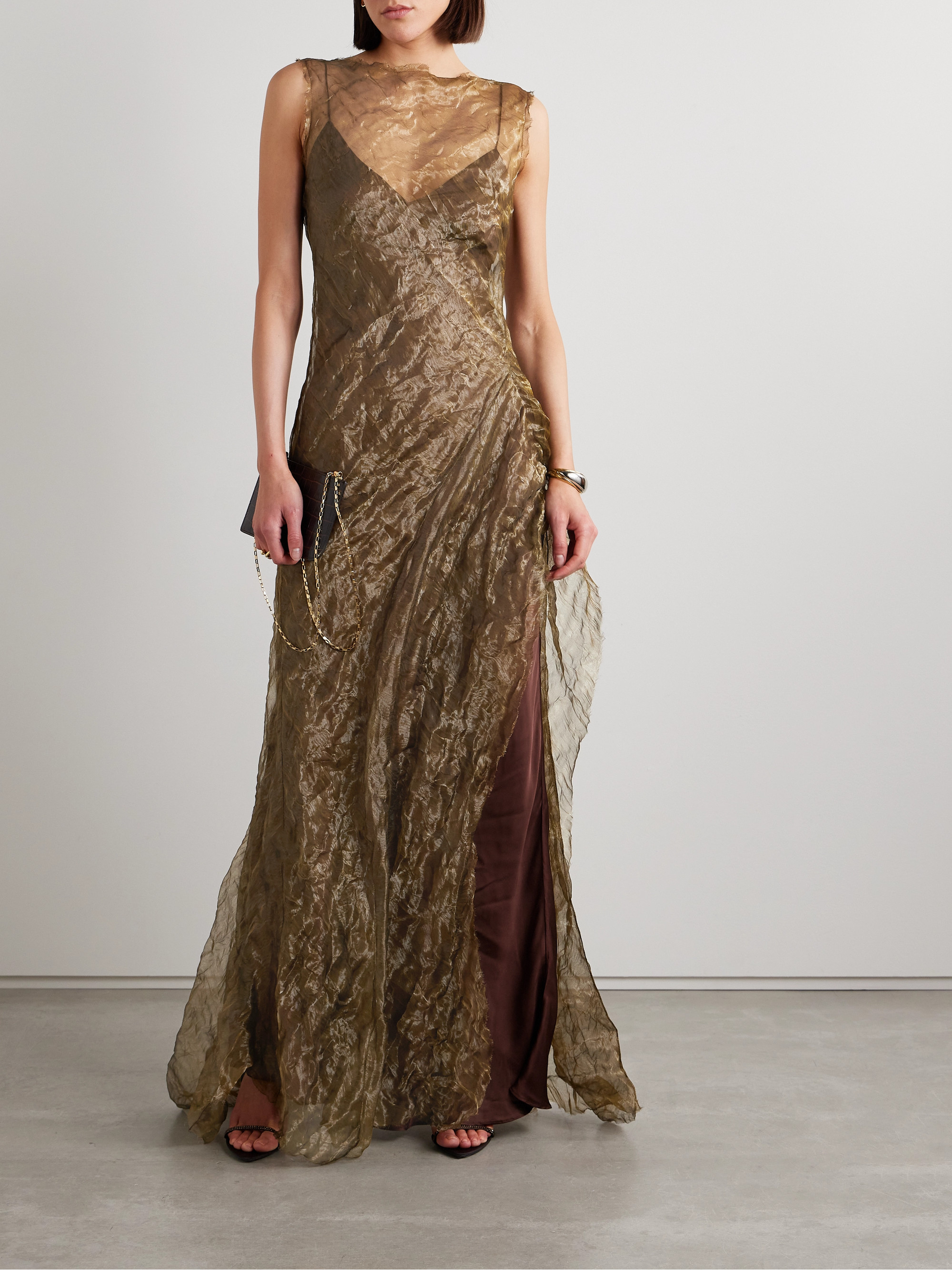 Jason Wu Collection Asymmetric metallic crinkled-organza gown