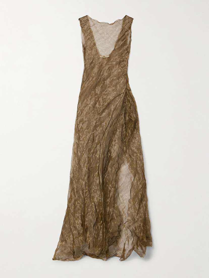 Jason Wu Collection Asymmetric Metallic Crinkled-organza Gown