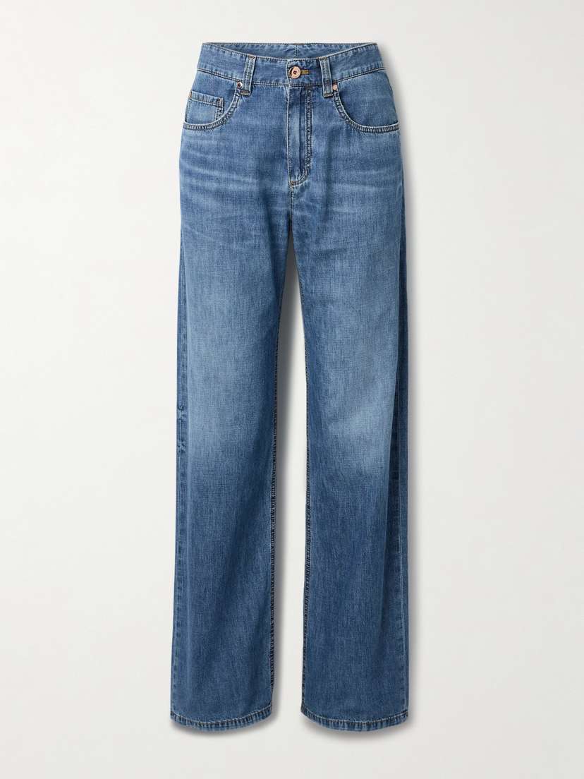 Brunello Cucinelli Bead-embellished Mid-rise Wide-leg Jeans