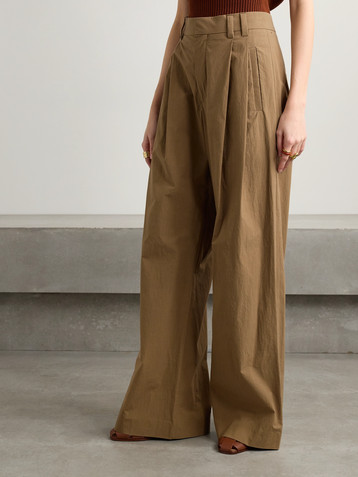 Brunello Cucinelli Pleated cotton-poplin wide-leg pants