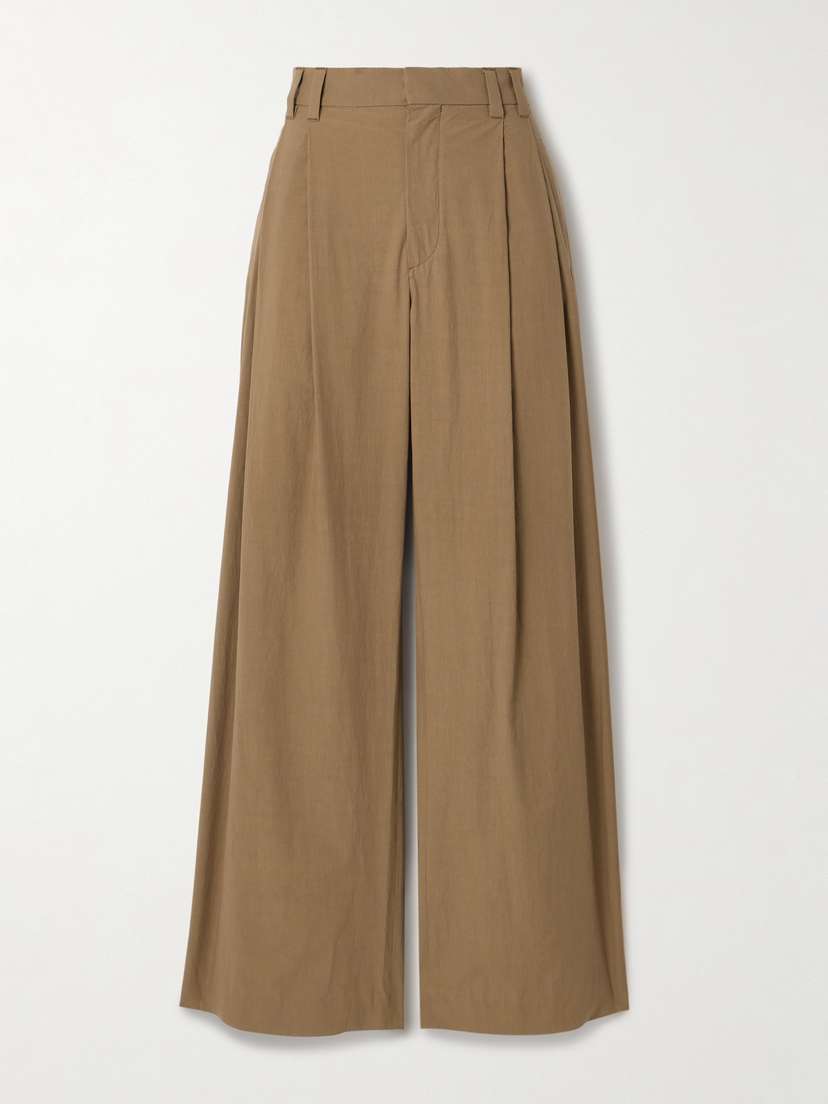Brunello Cucinelli Pleated Cotton-poplin Wide-leg Pants