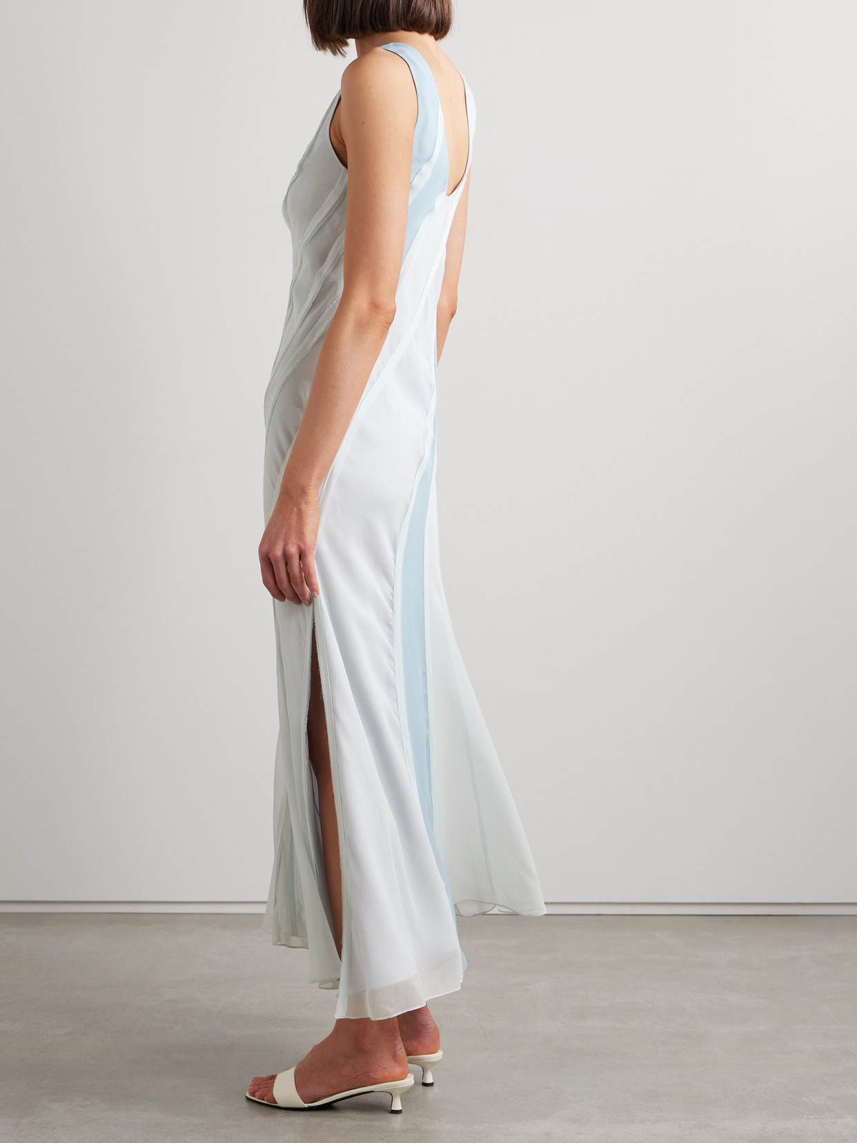 Jason Wu Collection Paneled Silk-chiffon Maxi Dress In Blue