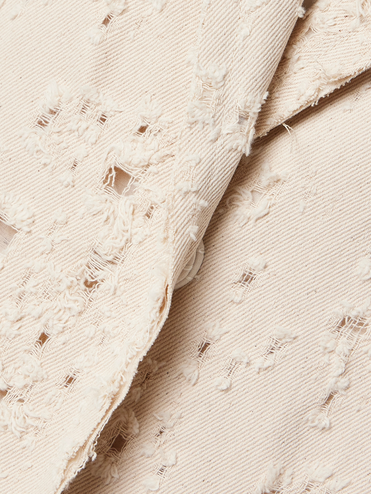 Jason Wu Collection Distressed Frayed Twill Coat In Cream