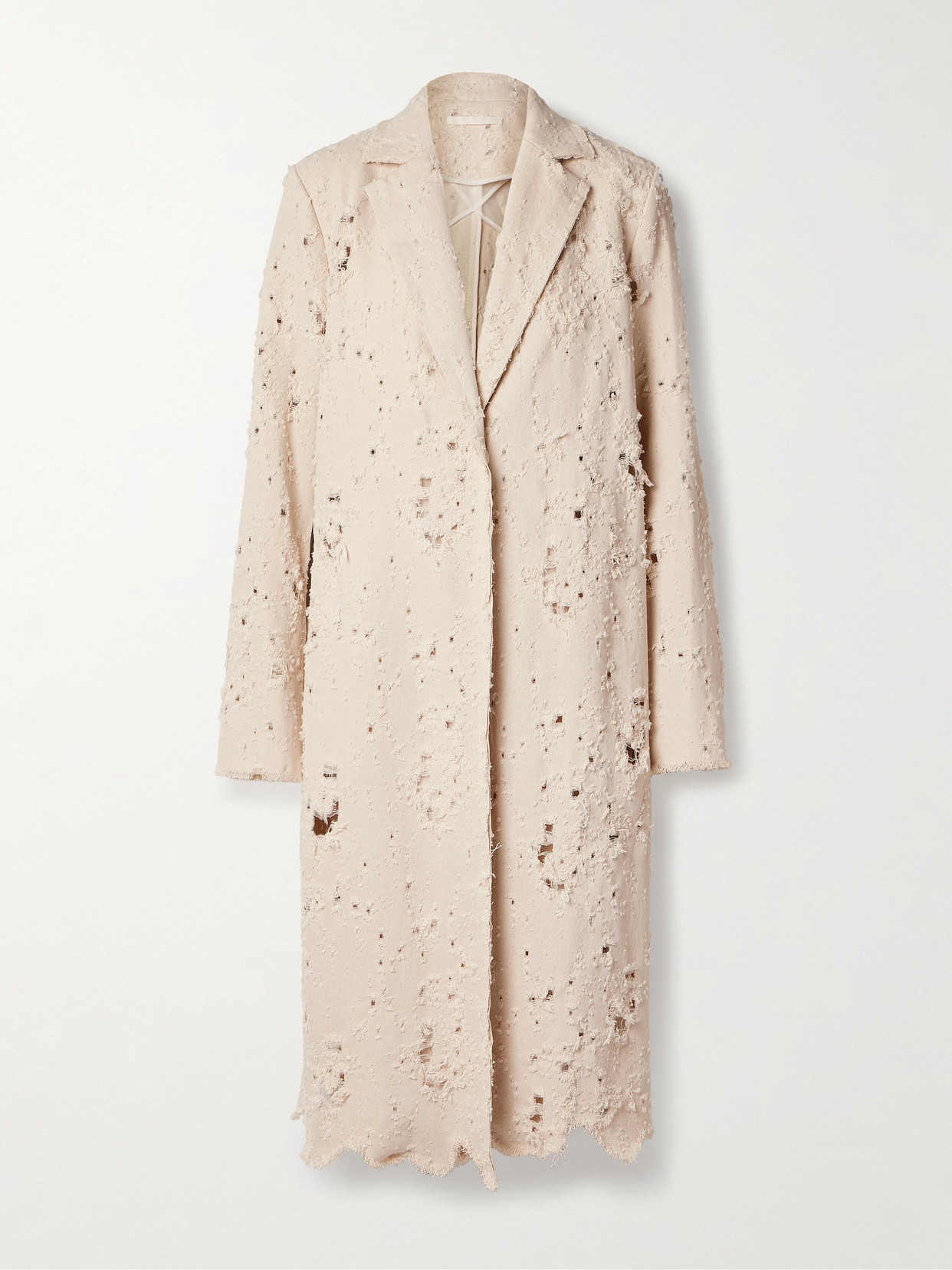 Jason Wu Collection Distressed Frayed Twill Coat In Cream