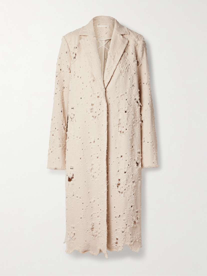 Jason Wu Collection Distressed Frayed Twill Coat