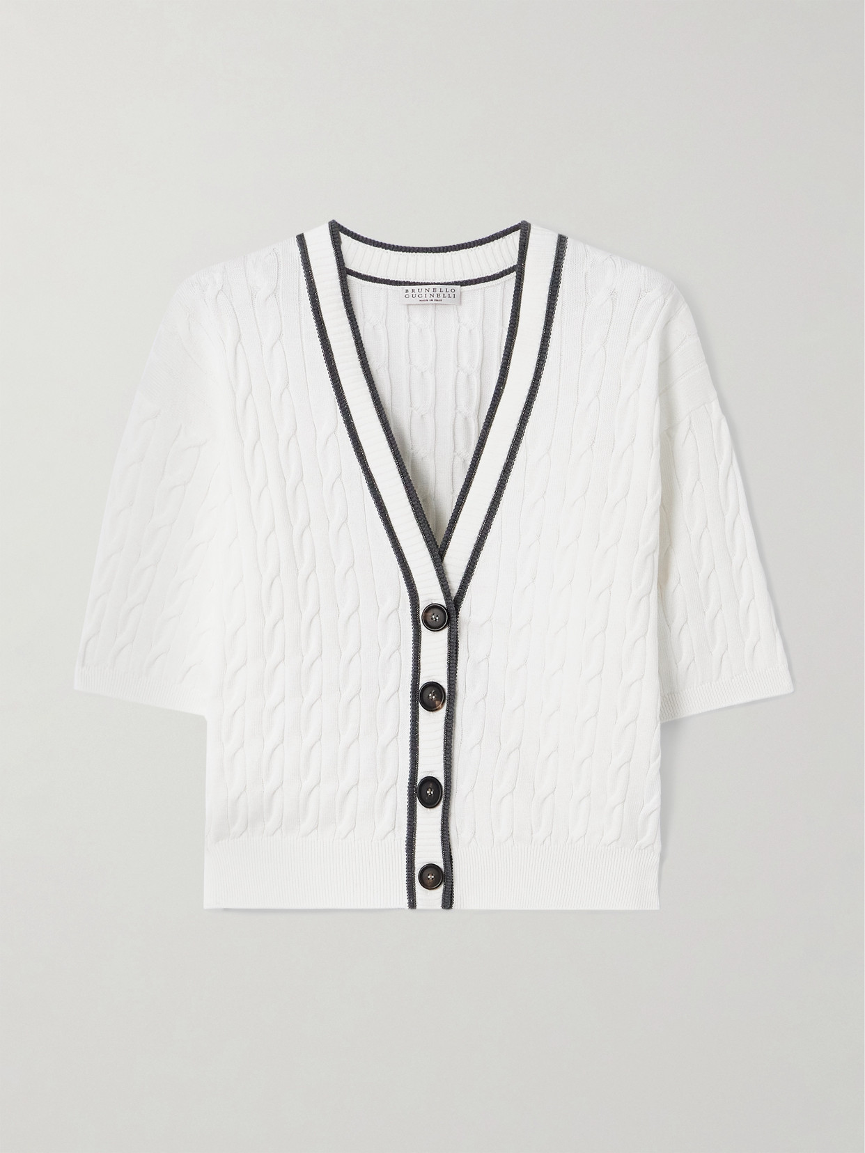 Brunello Cucinelli Embellished Cotton Cardigan - Off-white