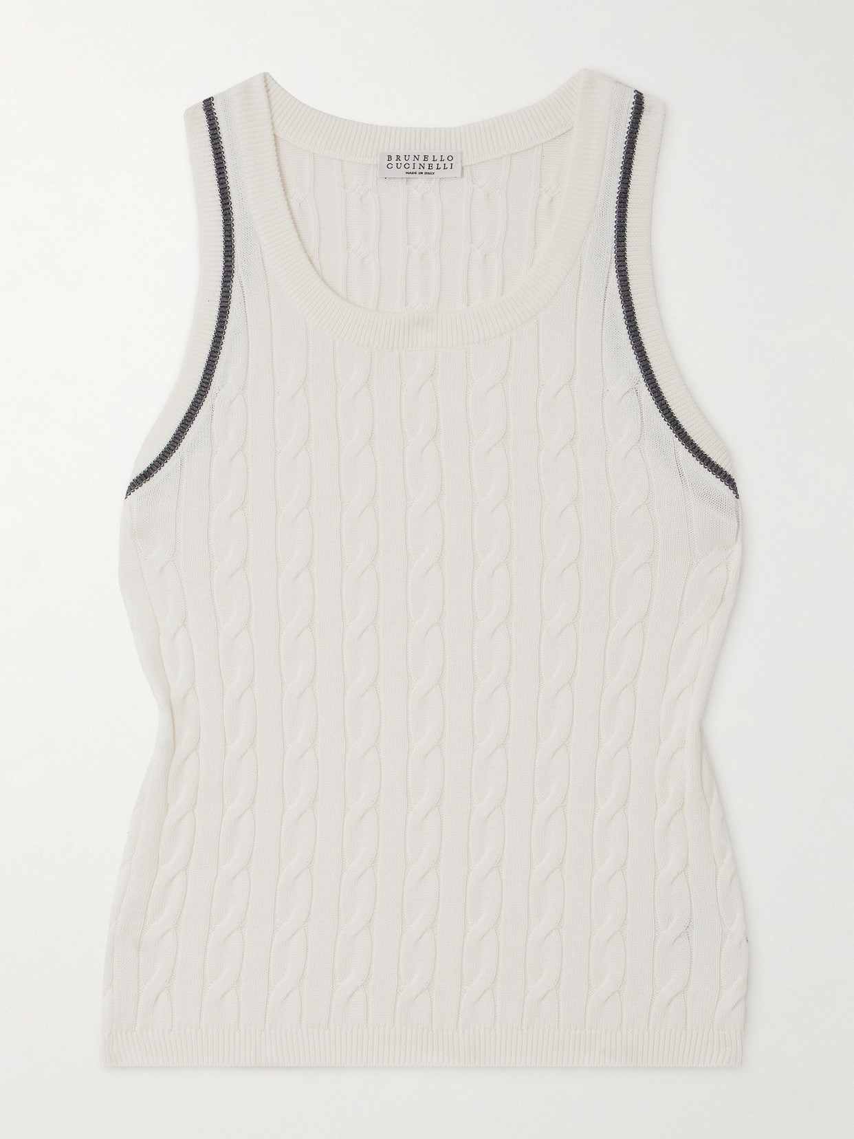 Brunello Cucinelli Cotton-blend Tank In Off-white