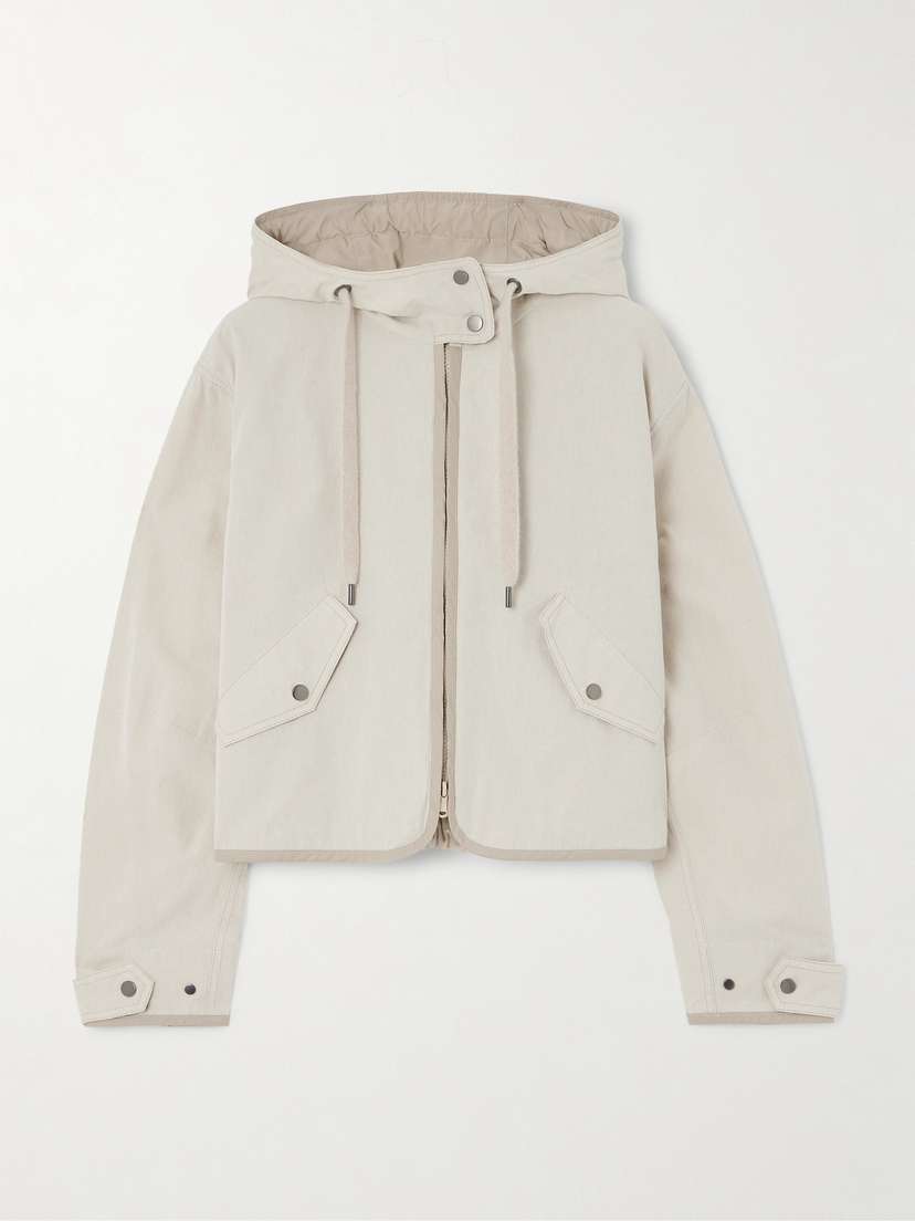 Brunello Cucinelli Cropped Hooded Shell-trimmed Cotton-blend Jacket