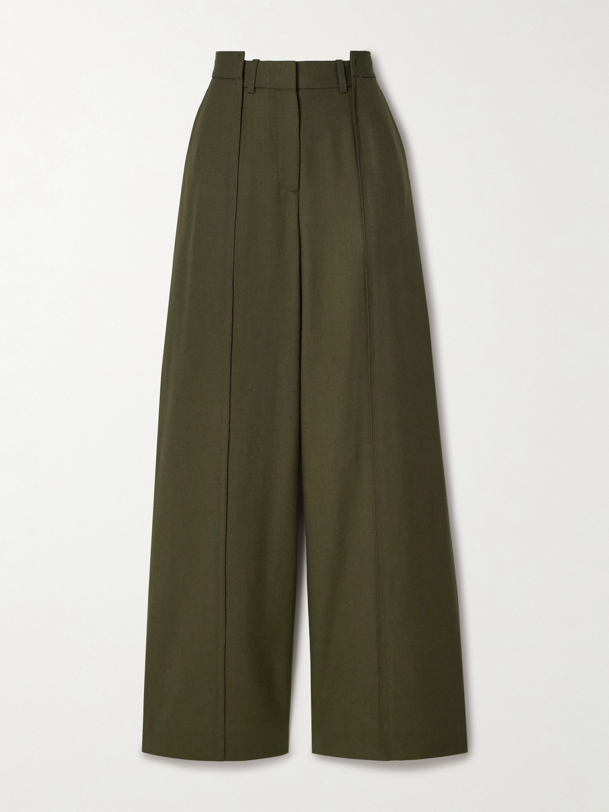 Jason Wu Collection Asymmetric Paneled Wool-blend Wide-leg Trousers In Green