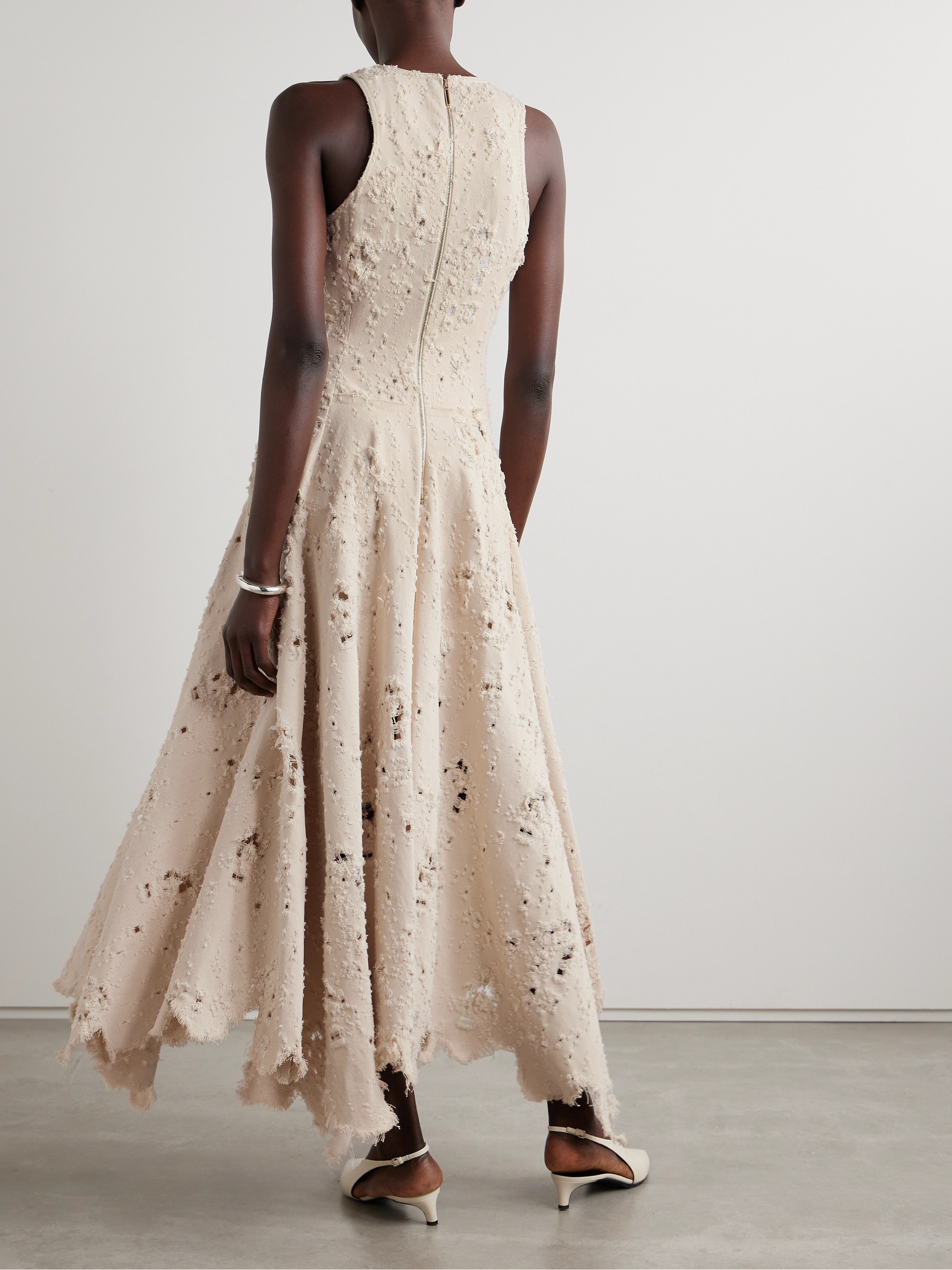 Jason Wu Collection Distressed frayed twill midi dress thumbnail