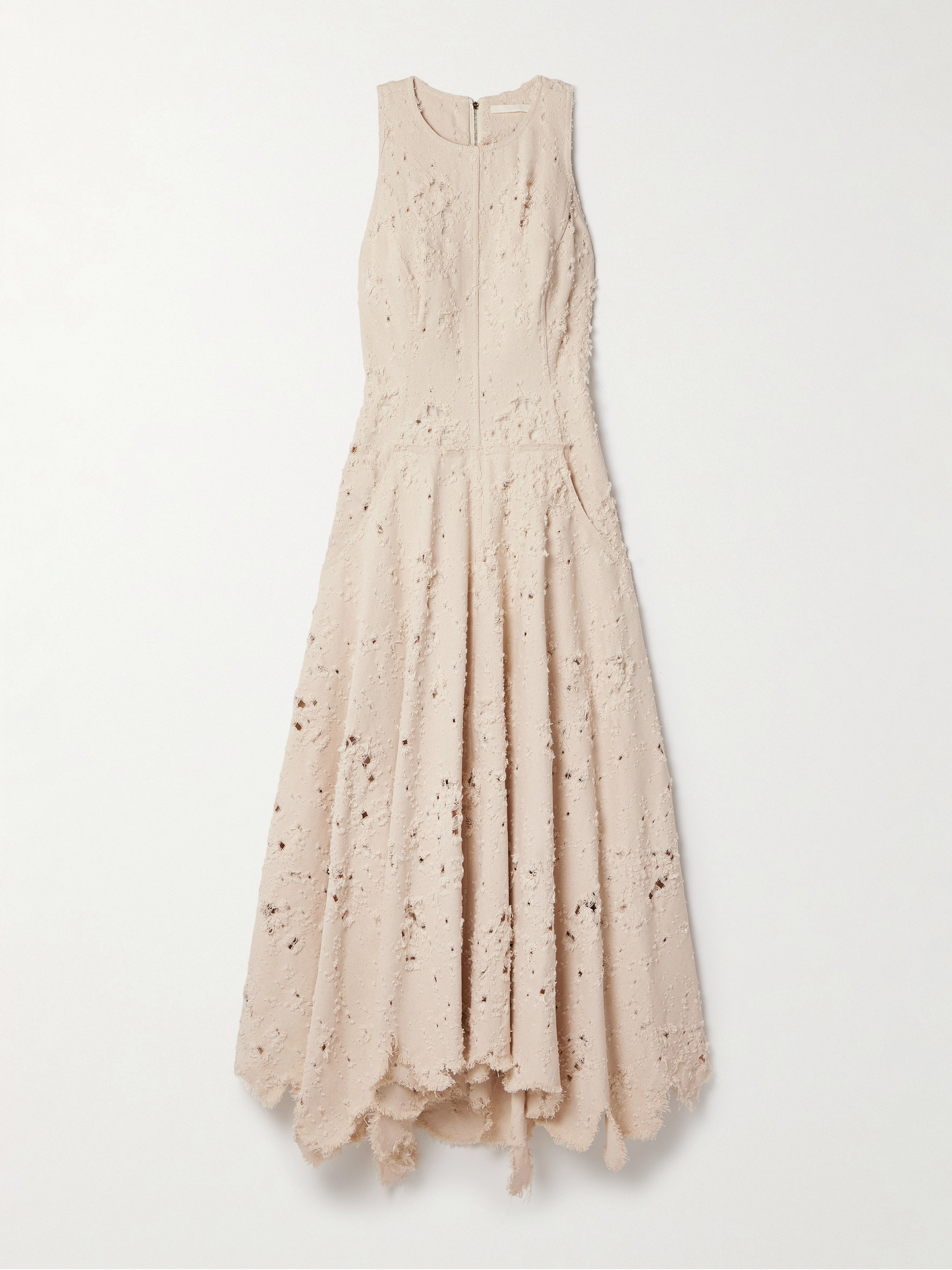 Jason Wu Collection Distressed frayed twill midi dress thumbnail