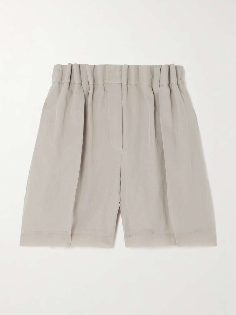 Brunello Cucinelli Gathered Cotton-voile Shorts