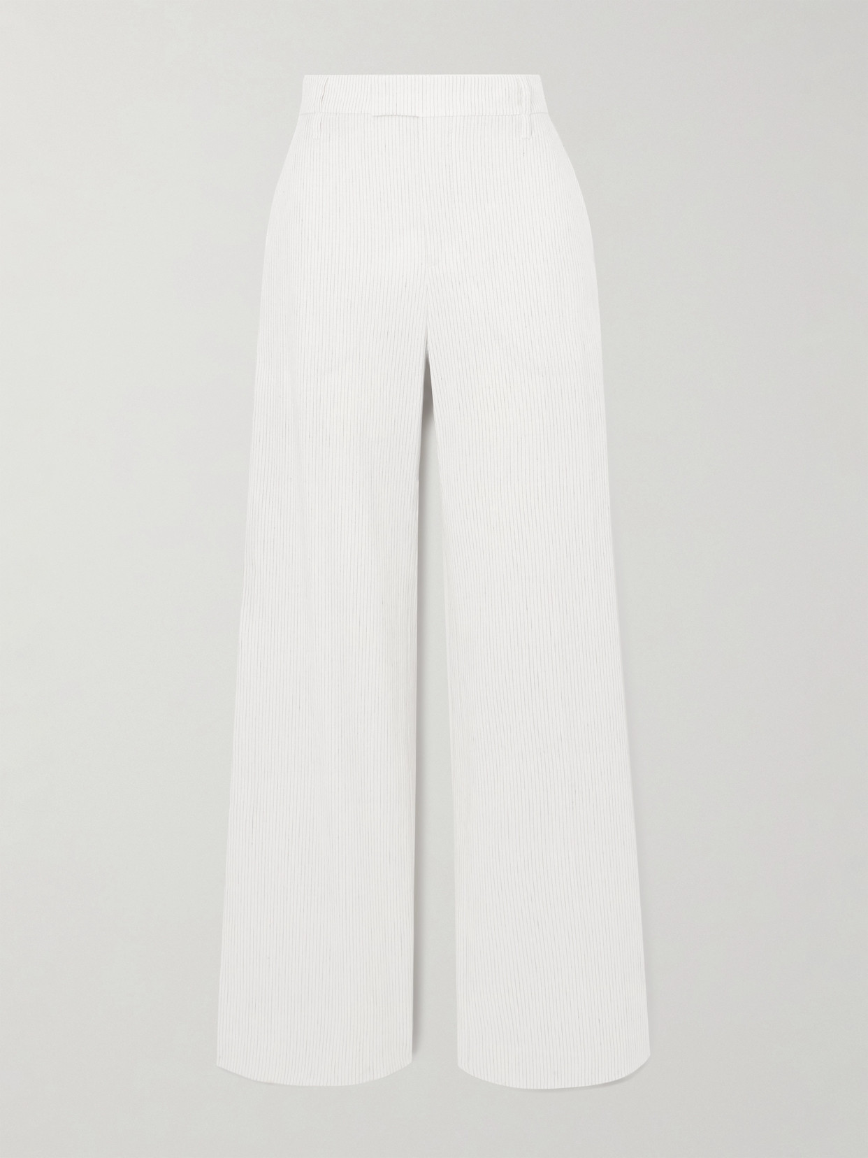 Brunello Cucinelli - Pinstriped Linen-blend Wide-leg Pants - White