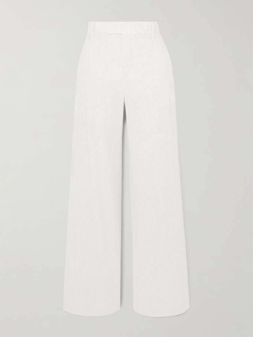 Brunello Cucinelli — Pinstriped linen-blend wide-leg pants