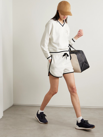 Brunello Cucinelli Tennis bead-embellished cotton-jersey shorts