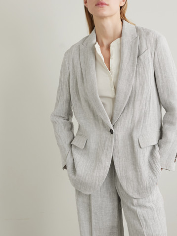Brunello Cucinelli Crinkled linen-blend blazer