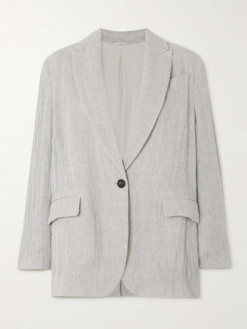 Brunello Cucinelli Crinkled Linen-blend Blazer