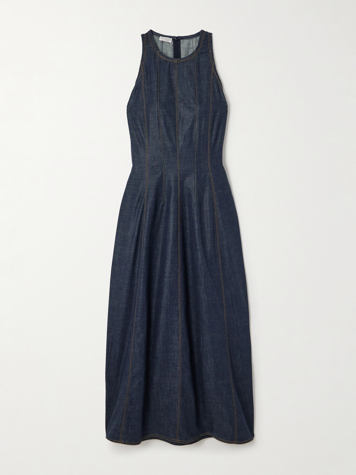 Shop Brunello Cucinelli Denim Midi Dress In Blue