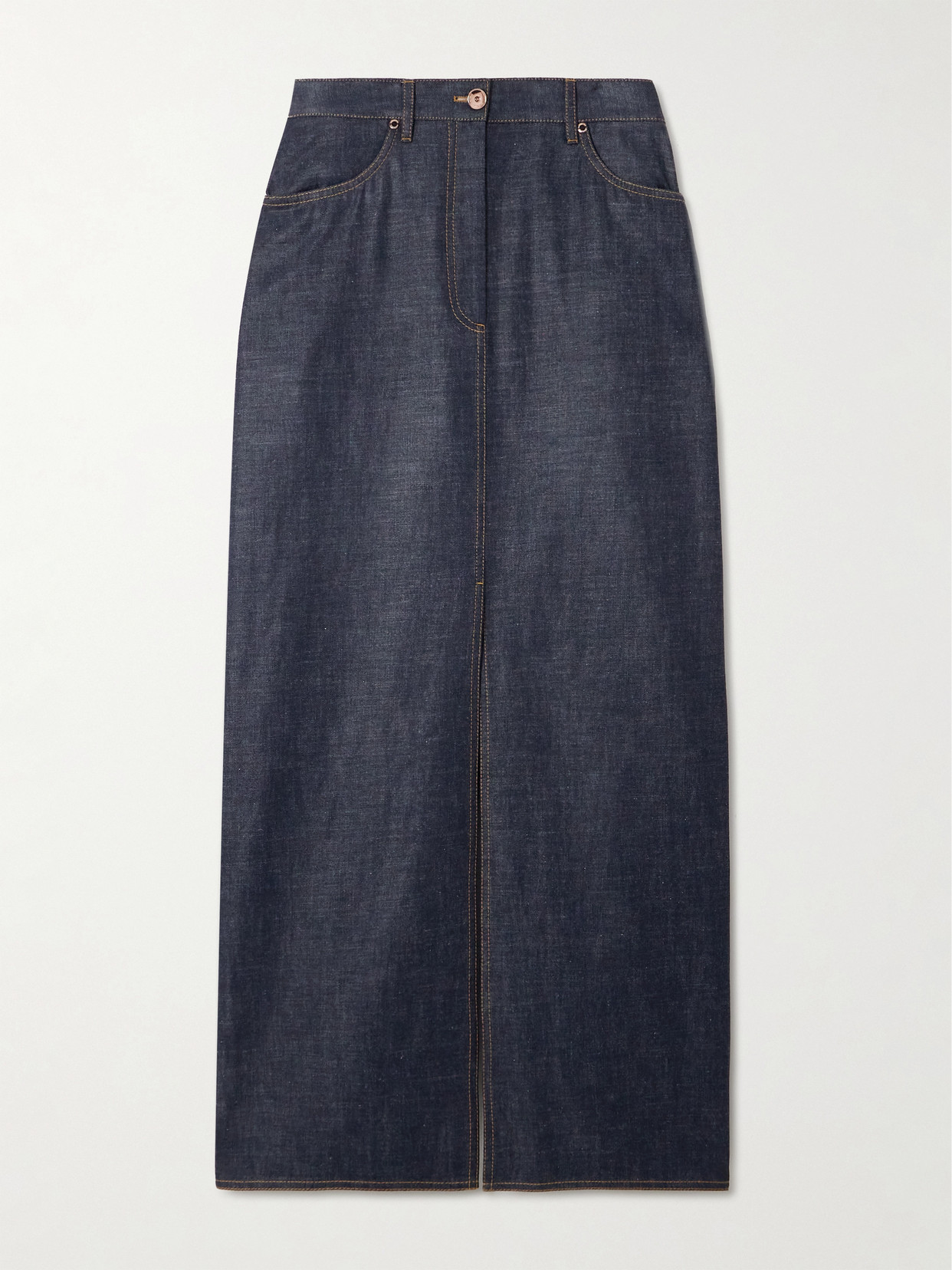 Brunello Cucinelli Maxi Denim Skirt In Blue